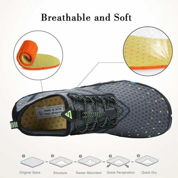 Men\'s Grey Quick Dry Barefoot for Swim Diving Surf Aqua Sport Shoes main image 7